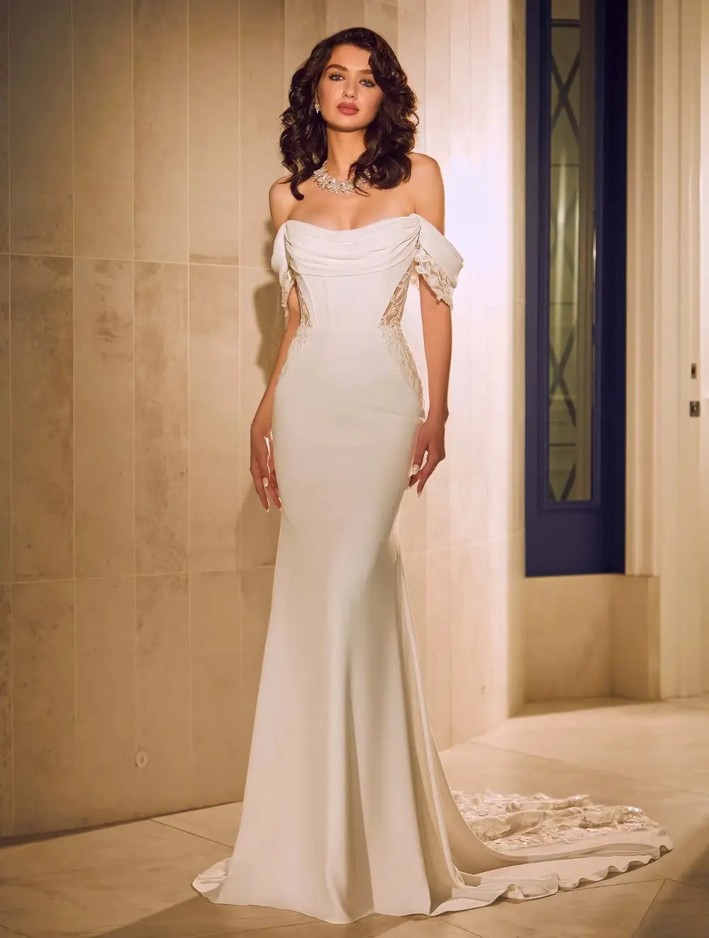 Model wearing a Morilee gown